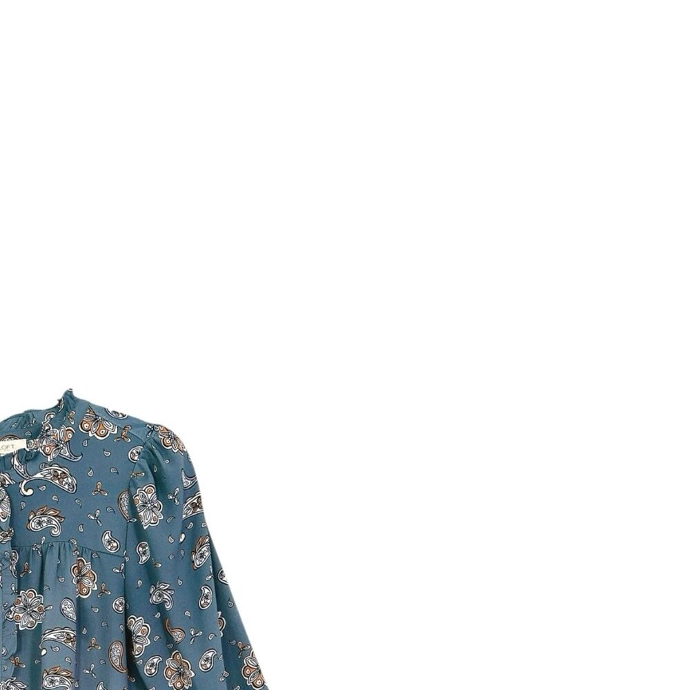 Loft Paisley Ruffle Henley Blouse - Picture 3 of 5